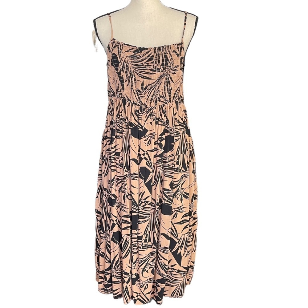 Wild Fable Brown Black Tropical Print Low‎ Back Summer Dress Women's XXL